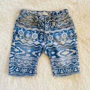 Girl's Denim Southwestern BOHO Print Denim Bermuda Shorts size 8